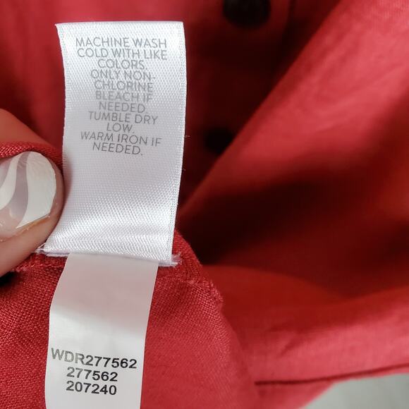 NEW J Jill 100% Linen Button Front Midi Dress XL Petite Cape Cod Red Sleeveless - Picture 10 of 13